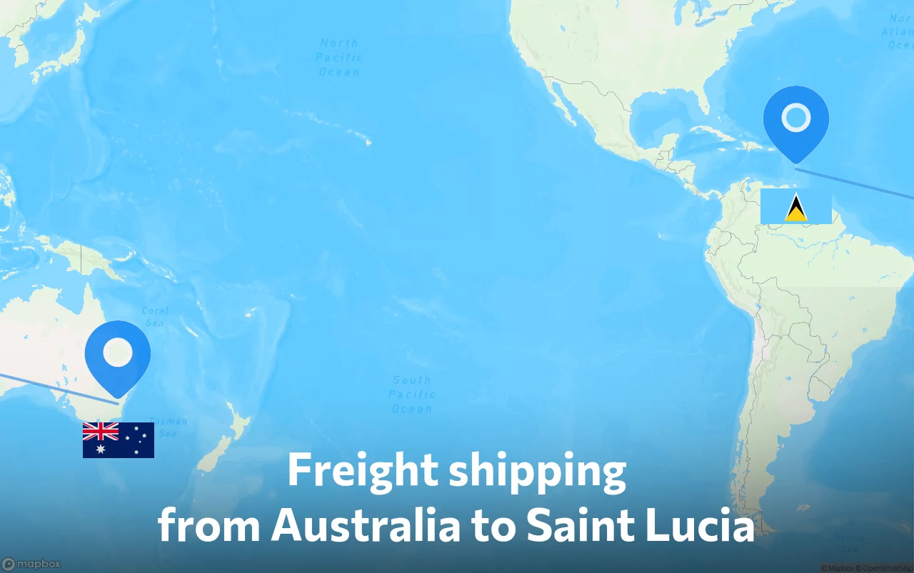 Shipping route from Australia to Saint Lucia