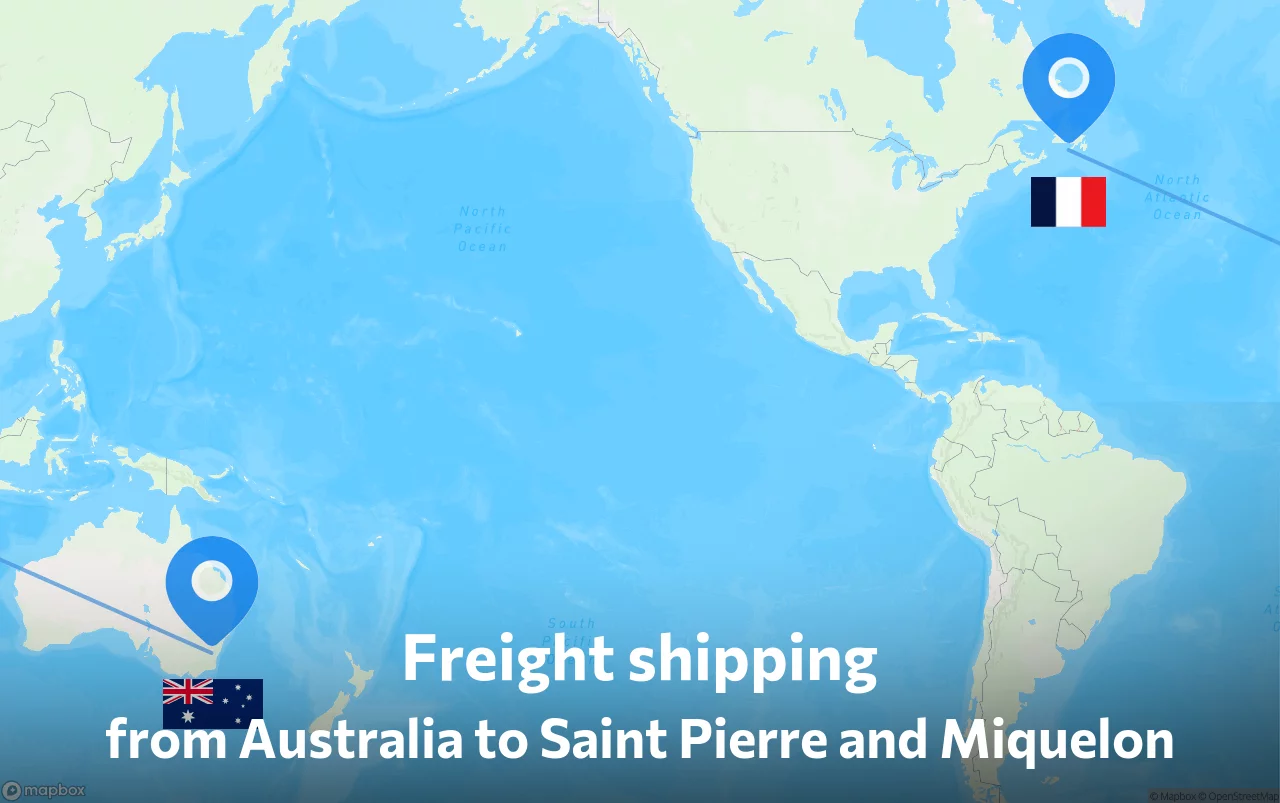 Shipping route from Australia to Saint Pierre and Miquelon