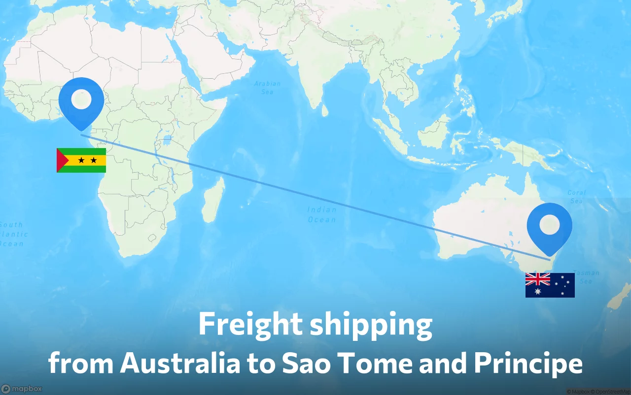 Shipping route from Australia to Sao Tome and Principe