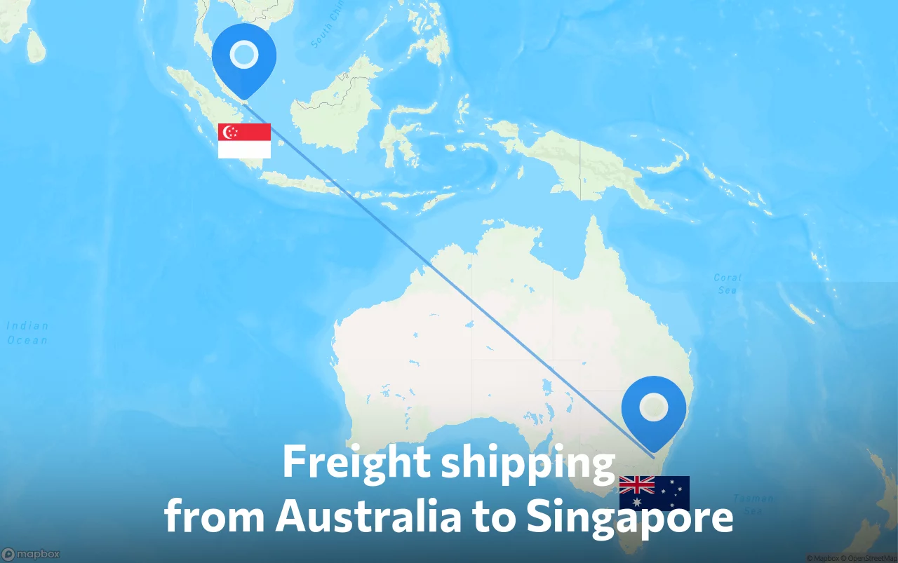 Shipping route from Australia to Singapore