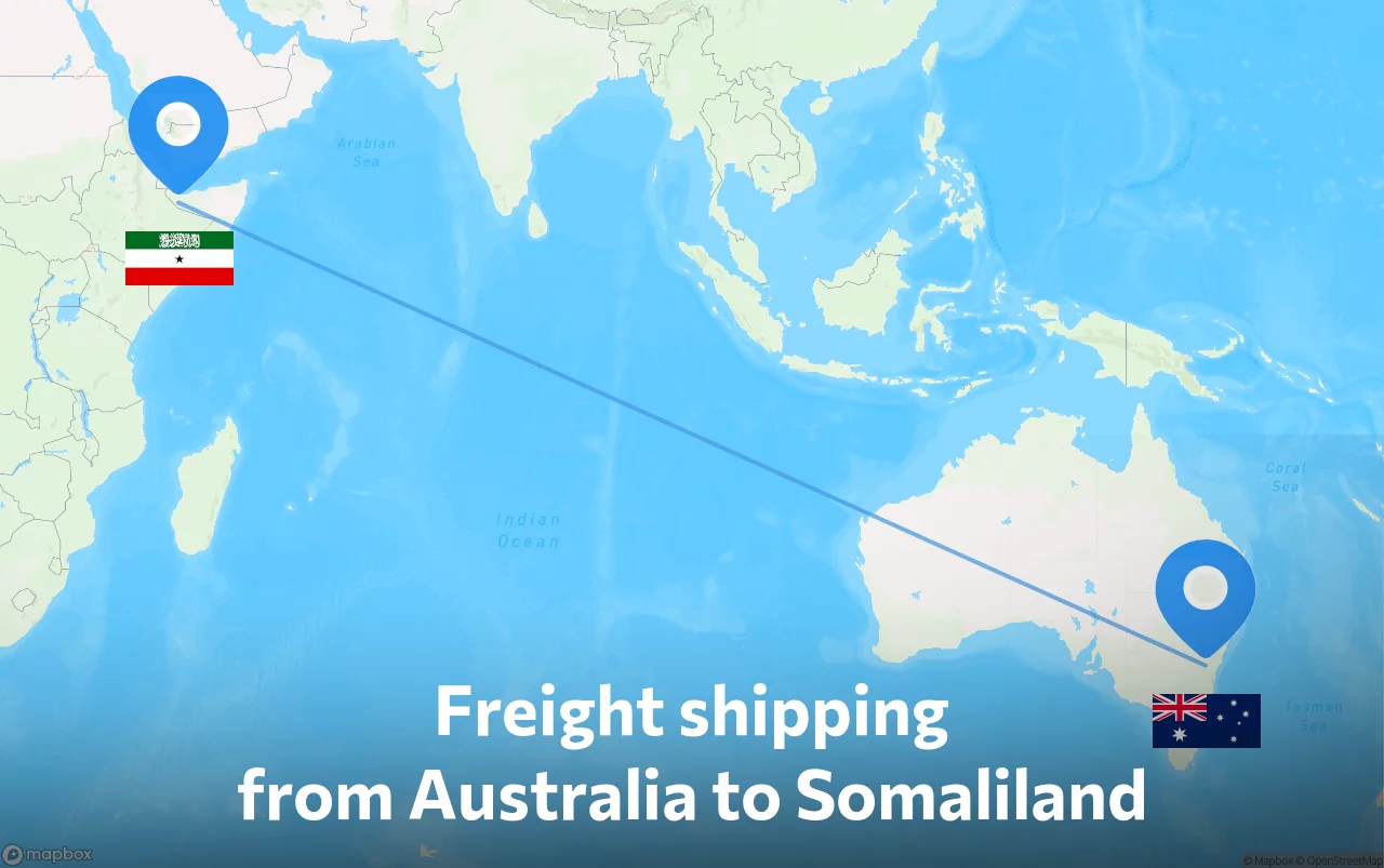 Shipping route from Australia to Somaliland