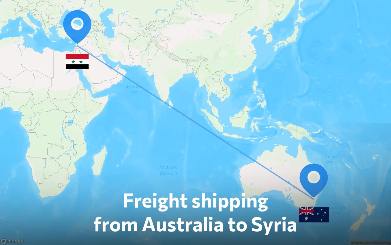 Shipping route from Australia to Syria