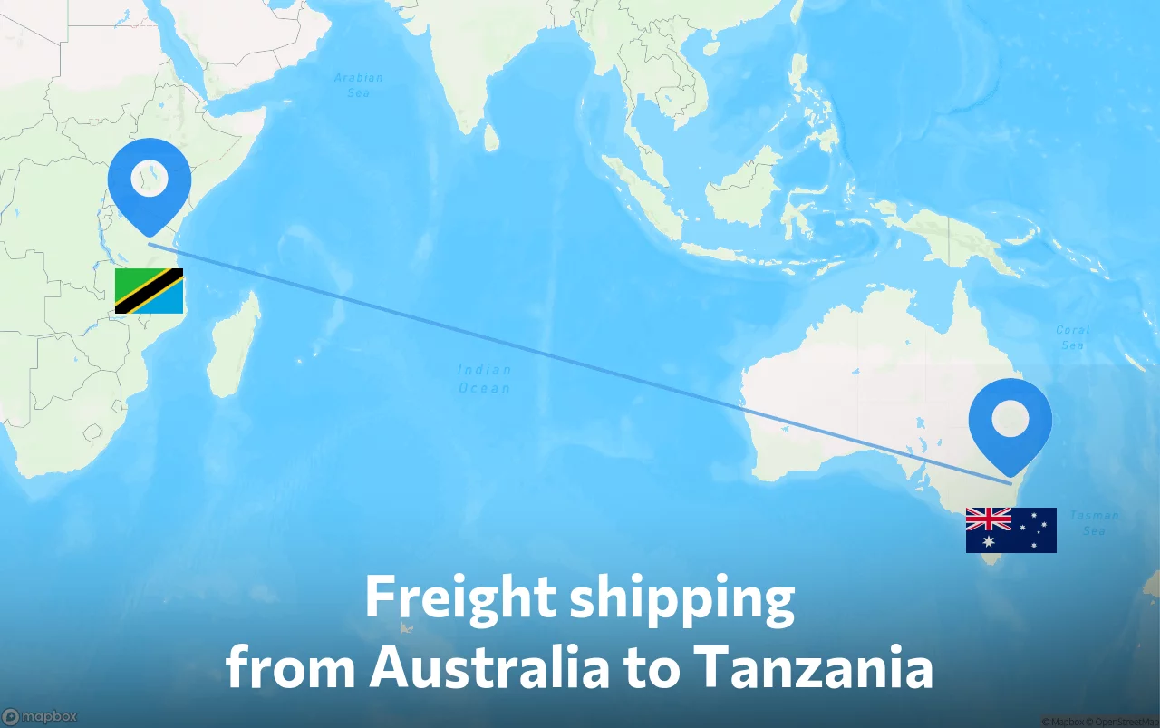 Shipping route from Australia to Tanzania