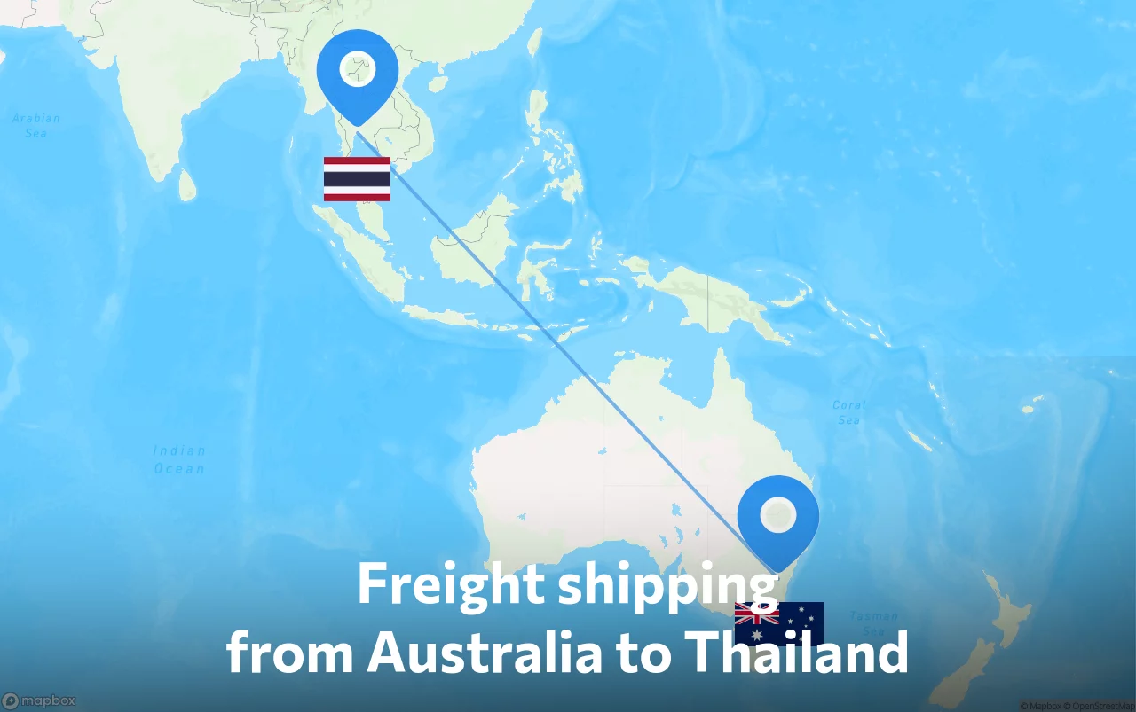 Shipping route from Australia to Thailand