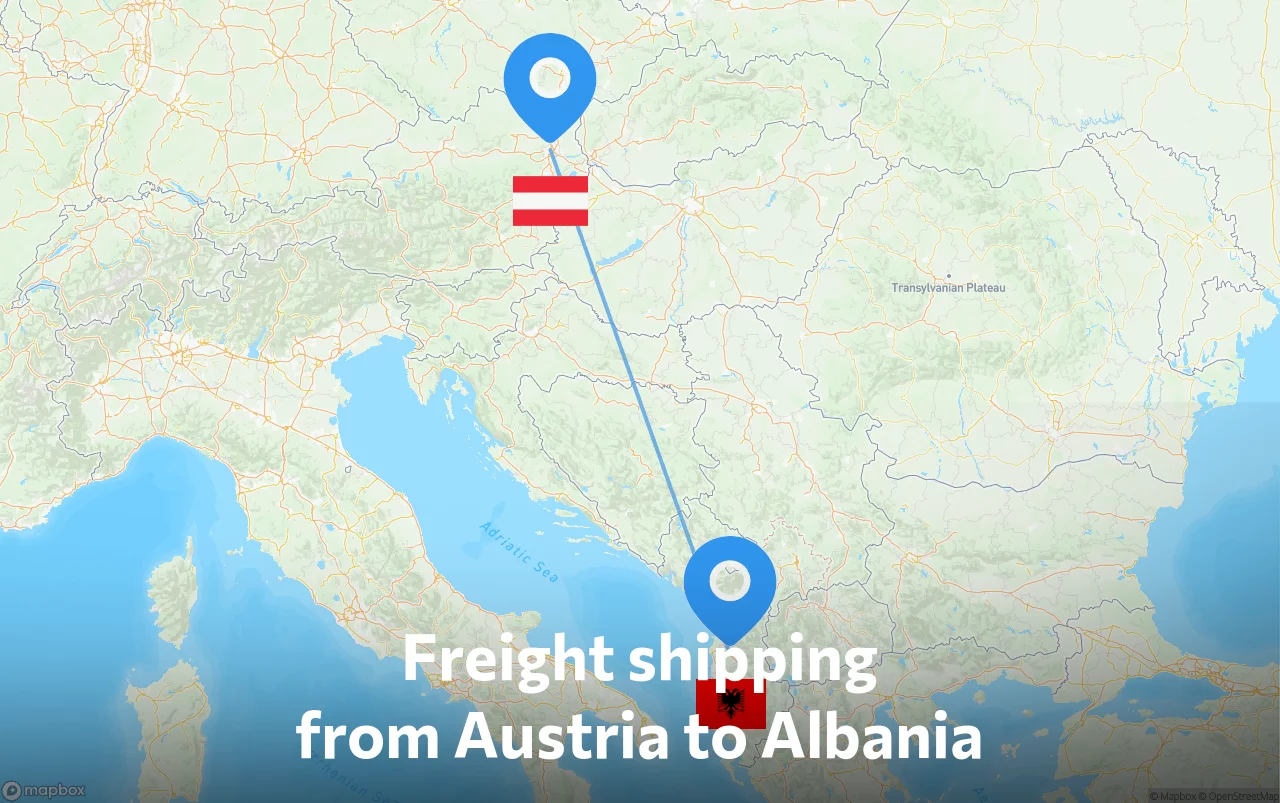 Shipping route from Austria to Albania
