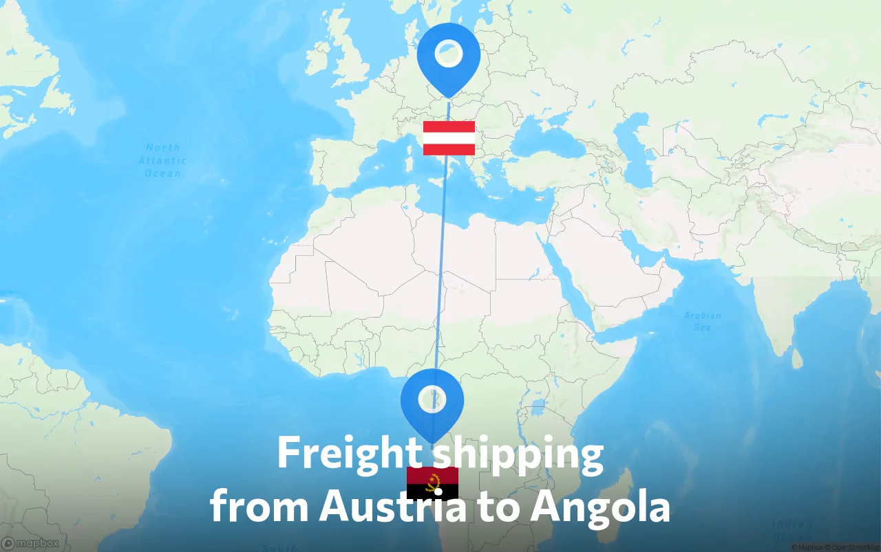 Shipping route from Austria to Angola