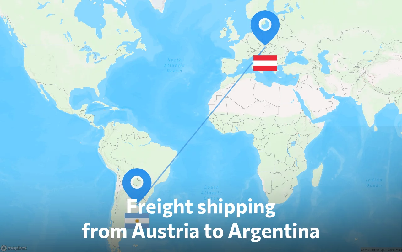 Shipping route from Austria to Argentina