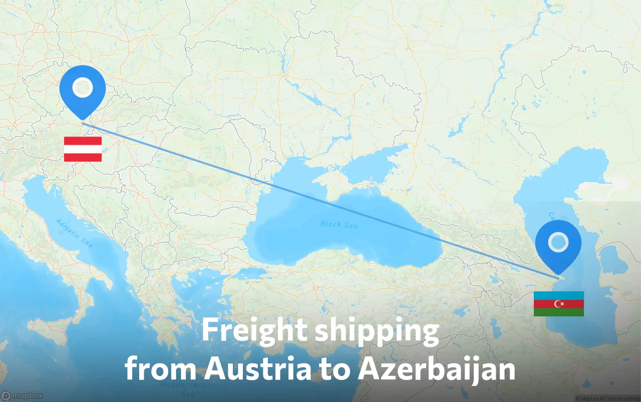Shipping route from Austria to Azerbaijan