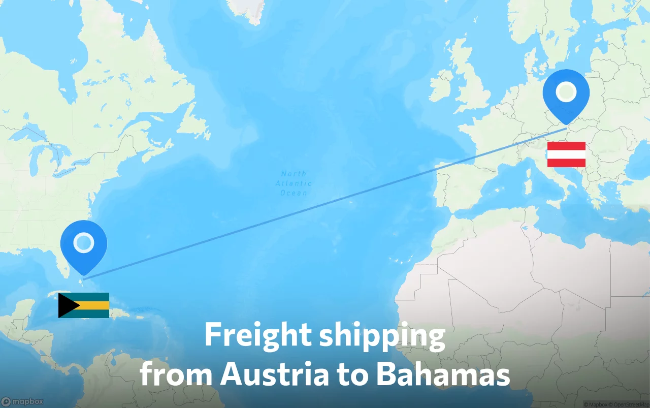 Shipping route from Austria to Bahamas