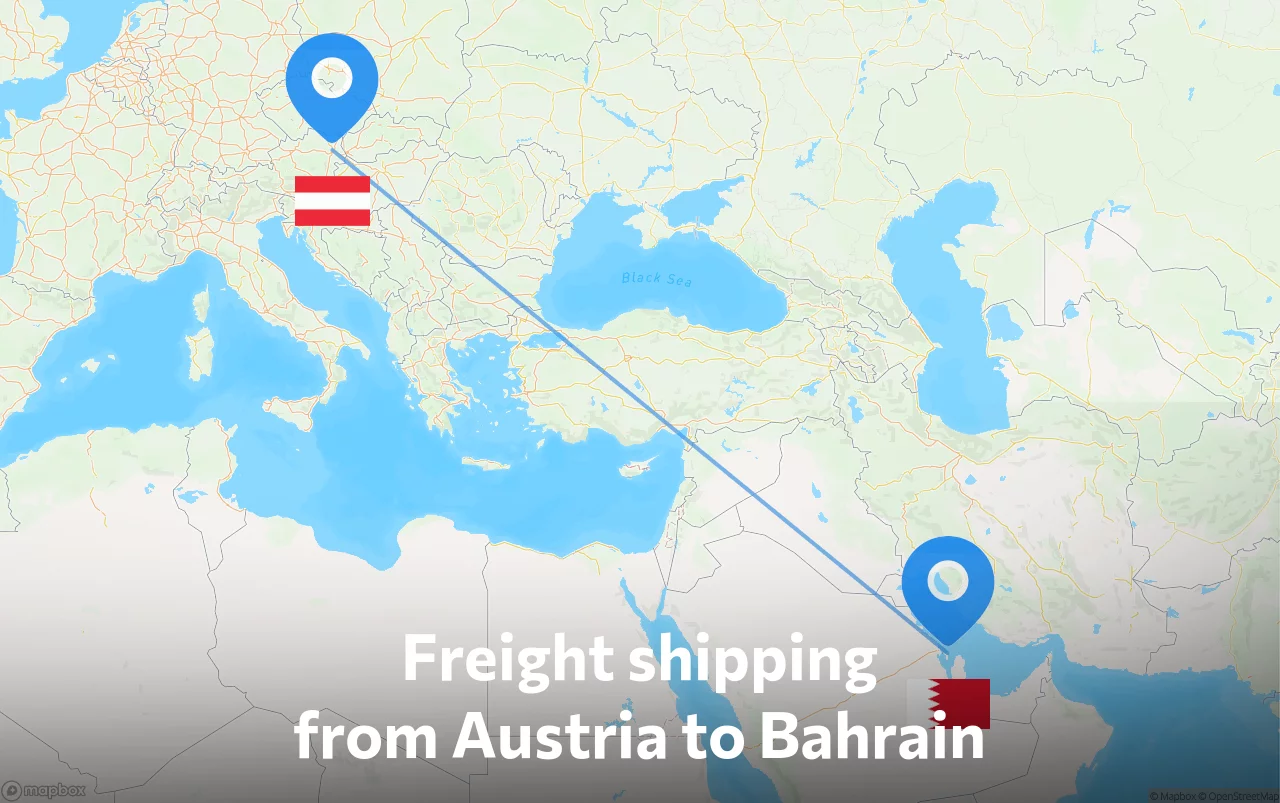 Shipping route from Austria to Bahrain