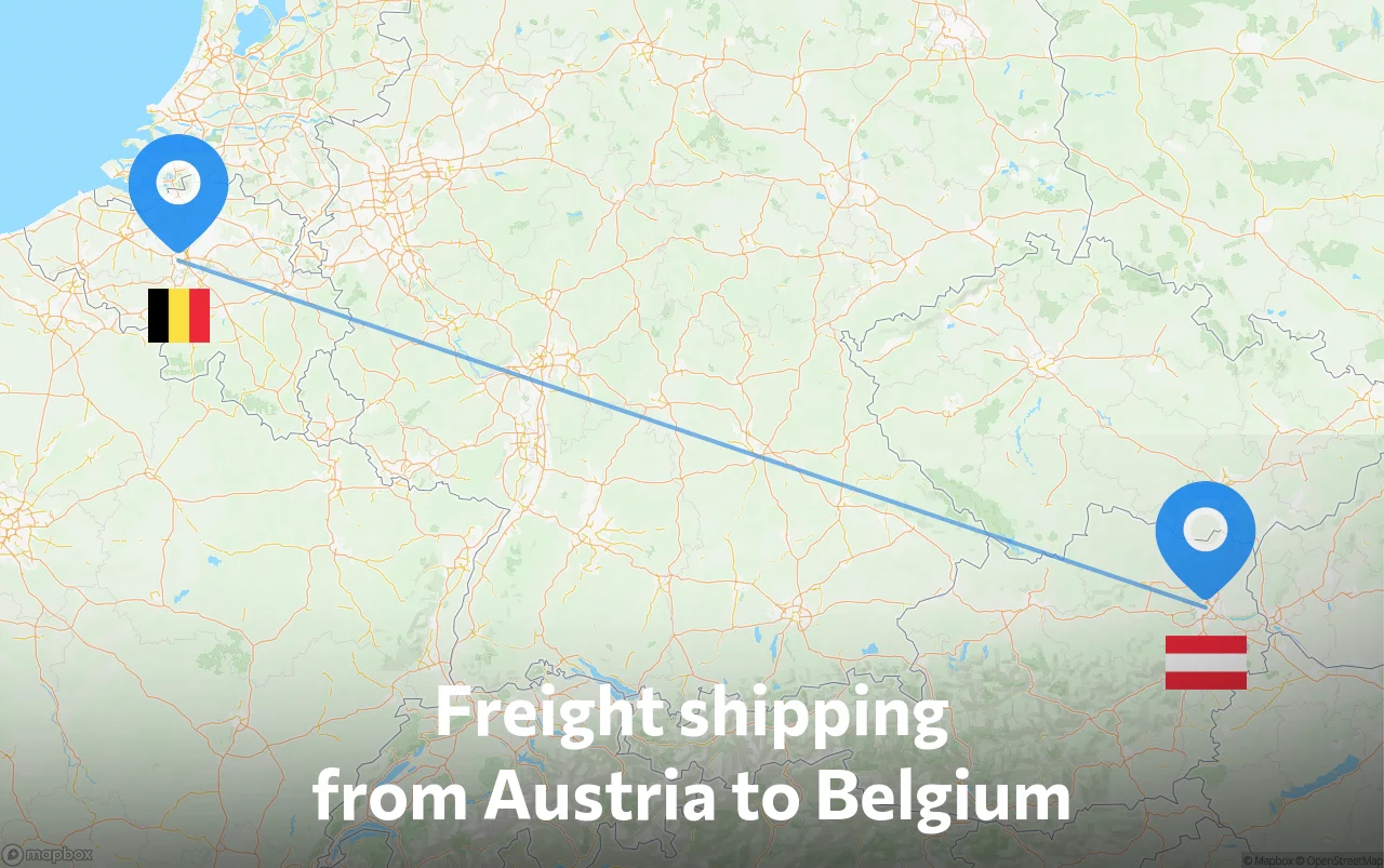 Shipping route from Austria to Belgium