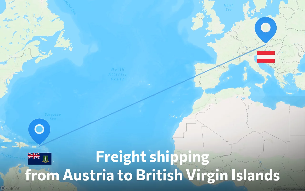 Shipping route from Austria to British Virgin Islands