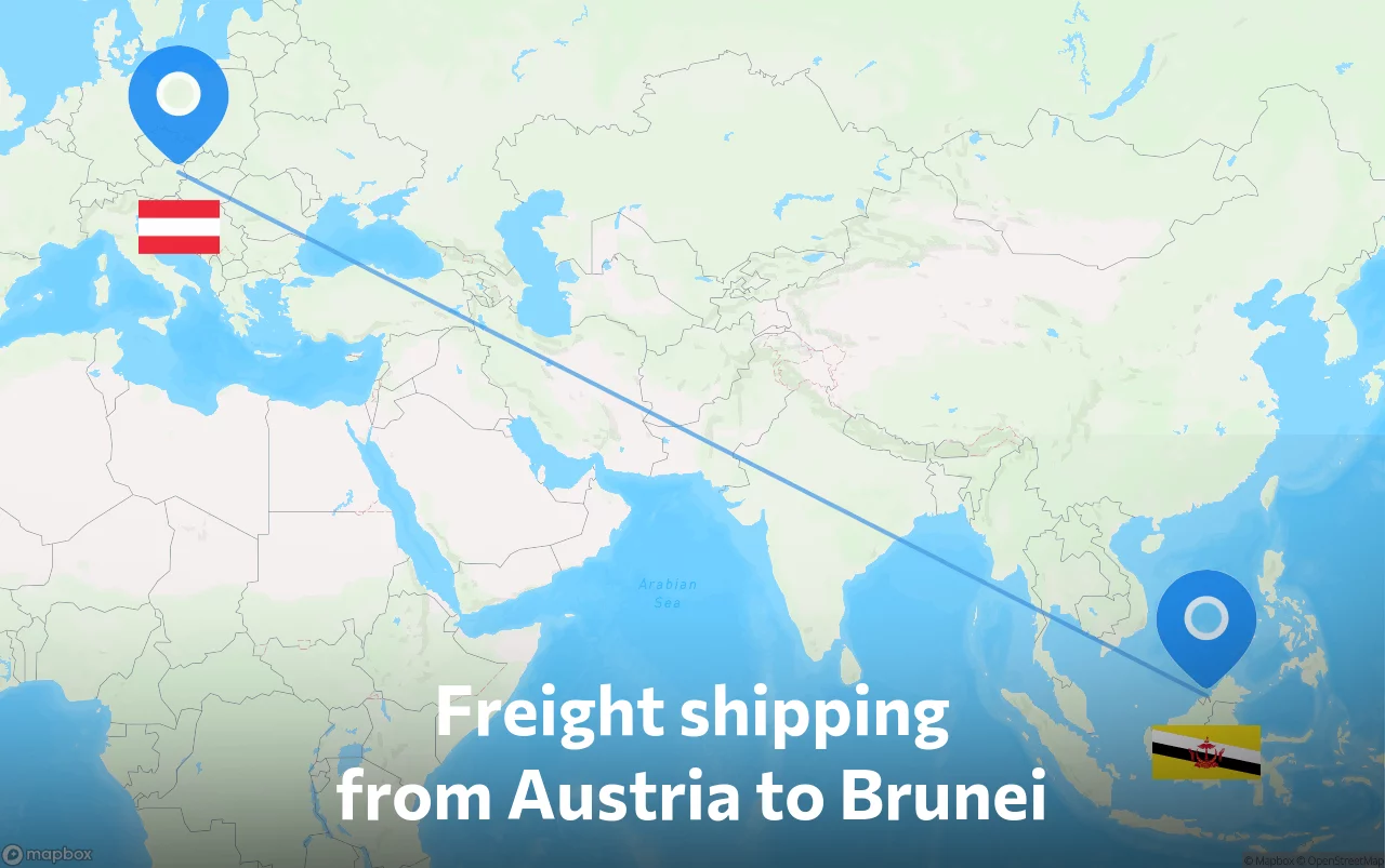 Shipping route from Austria to Brunei
