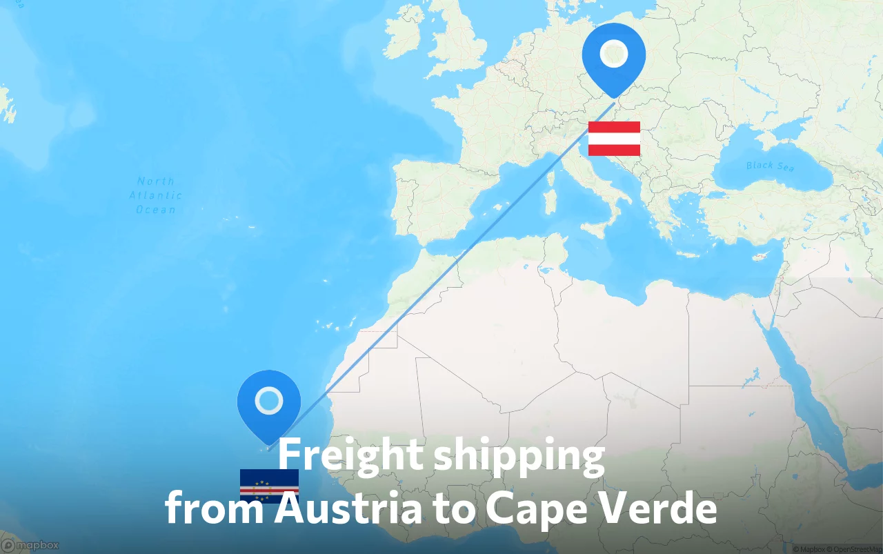 Shipping route from Austria to Cape Verde