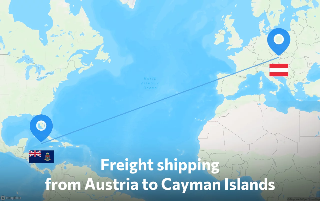 Shipping route from Austria to Cayman Islands