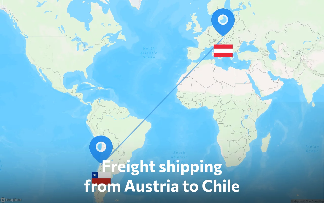 Shipping route from Austria to Chile