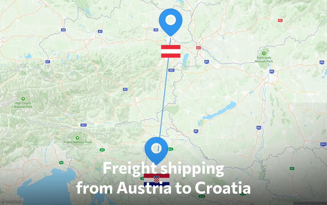 Shipping route from Austria to Croatia