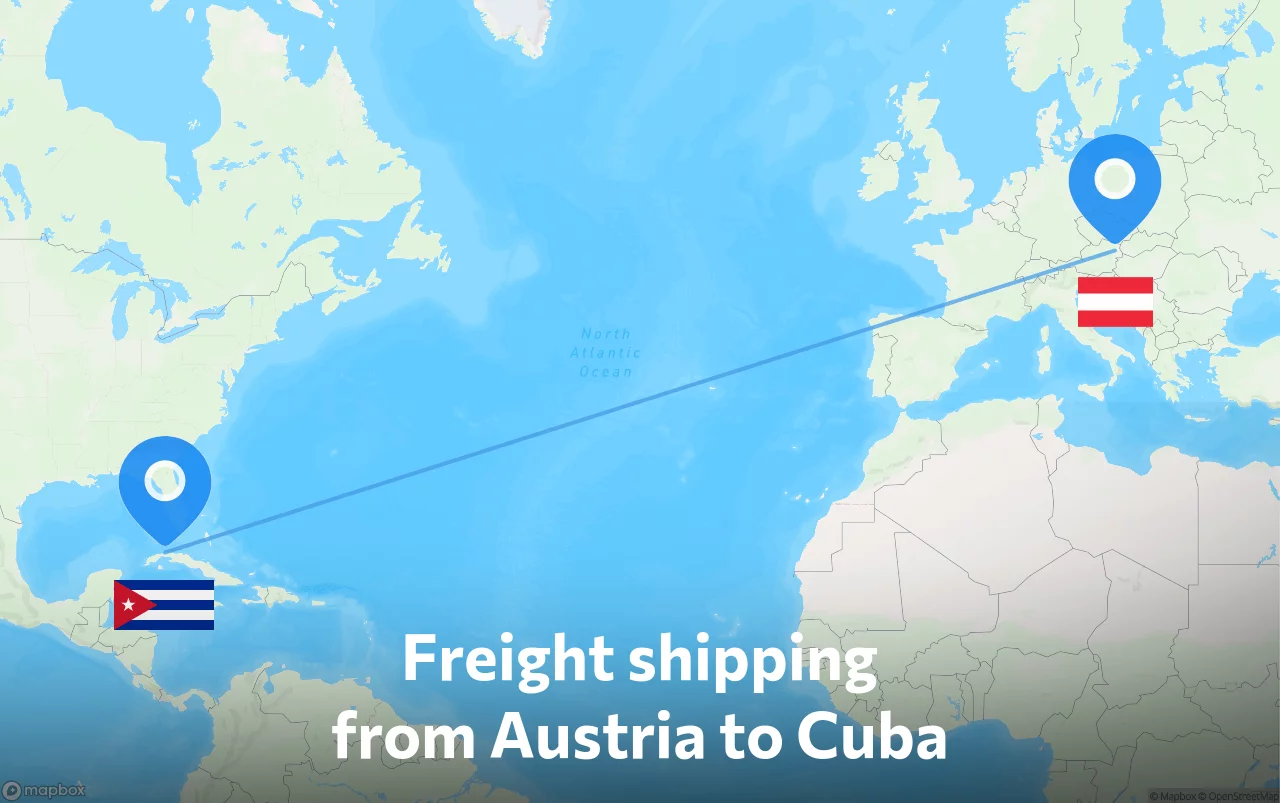 Shipping route from Austria to Cuba