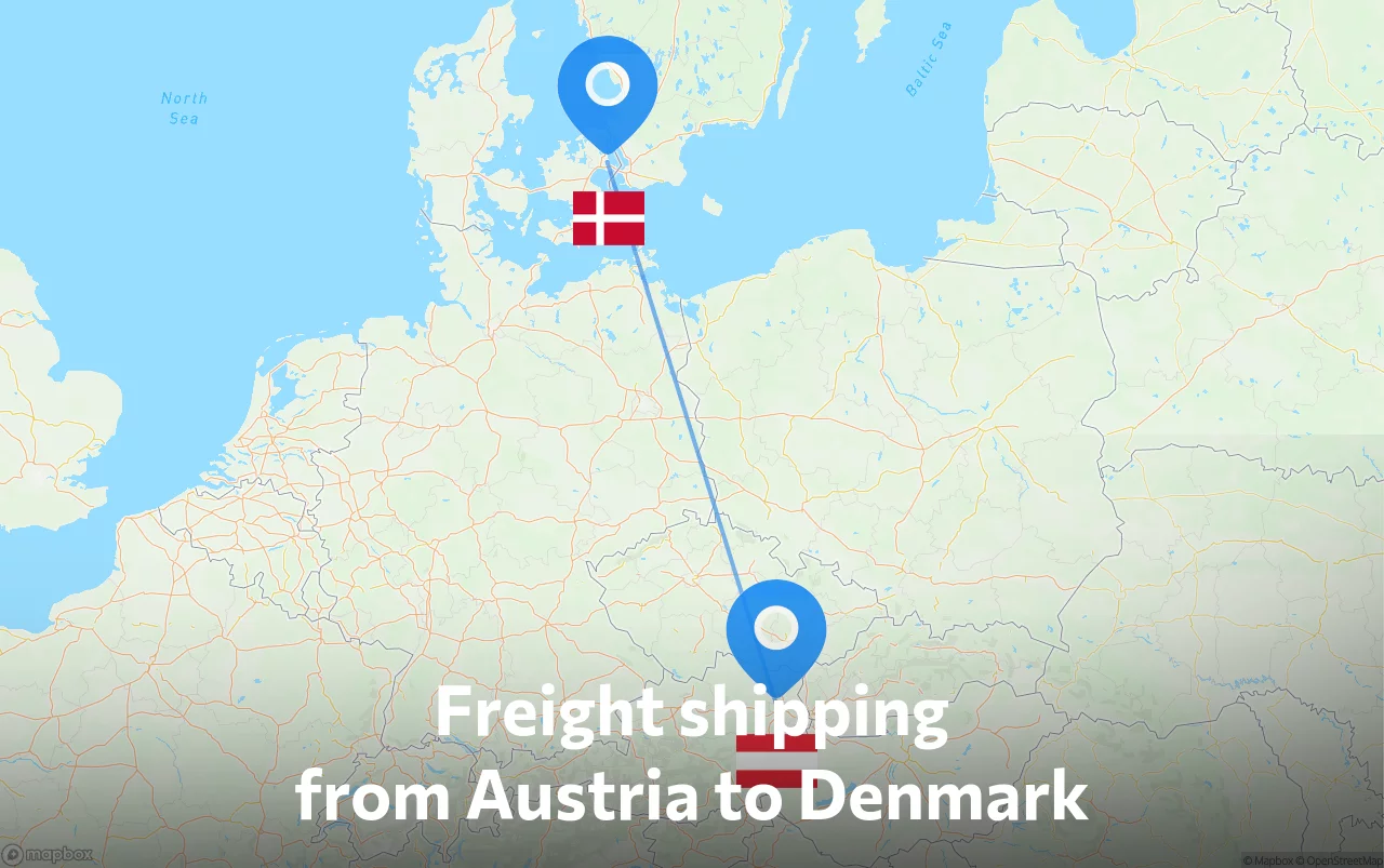 Shipping route from Austria to Denmark