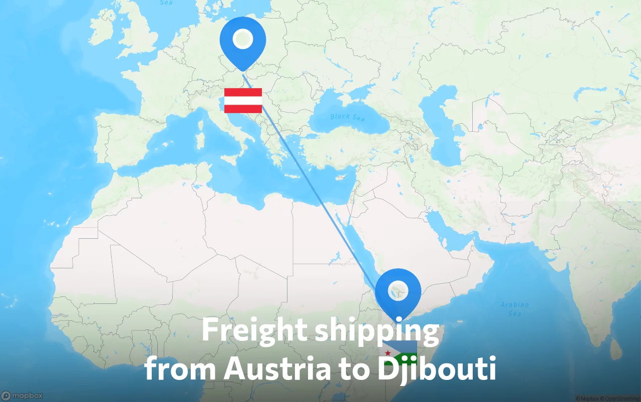 Shipping route from Austria to Djibouti