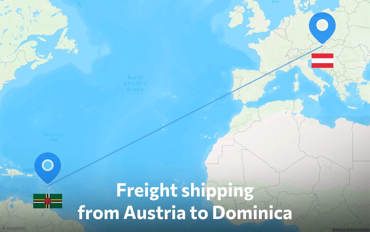 Shipping route from Austria to Dominica