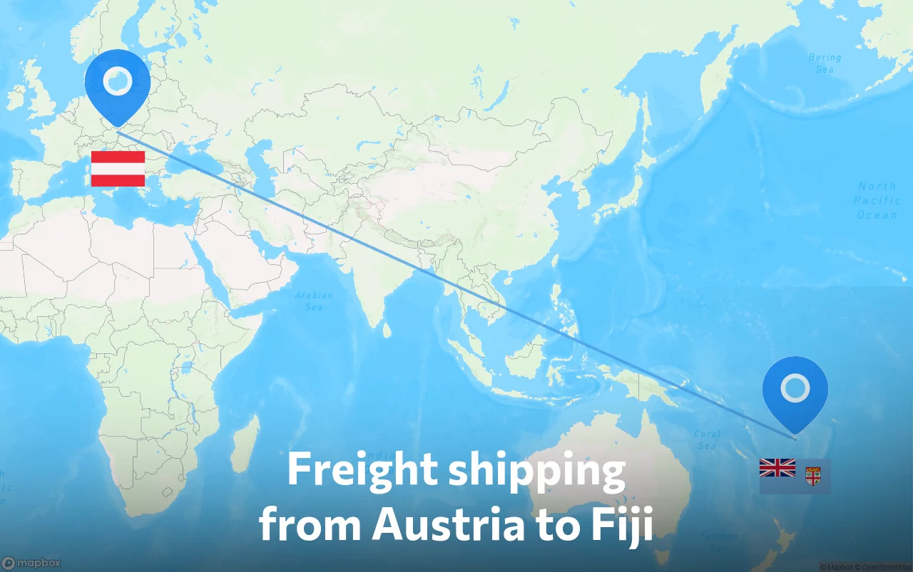 Shipping route from Austria to Fiji