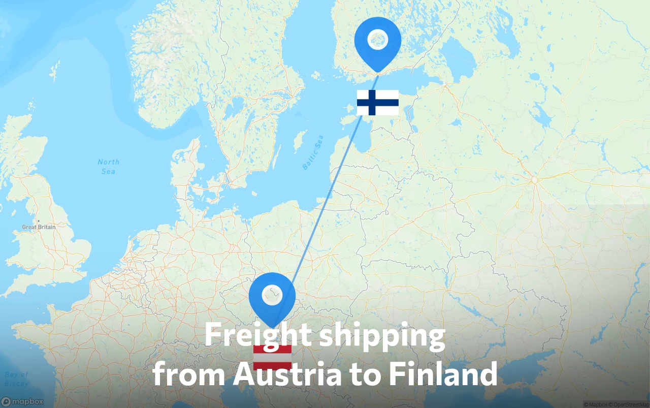 Shipping route from Austria to Finland