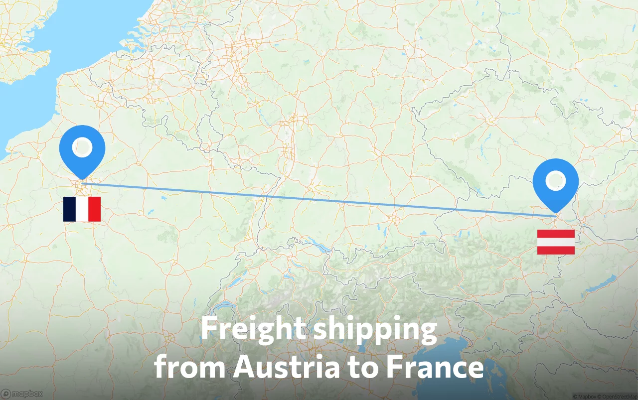 Shipping route from Austria to France