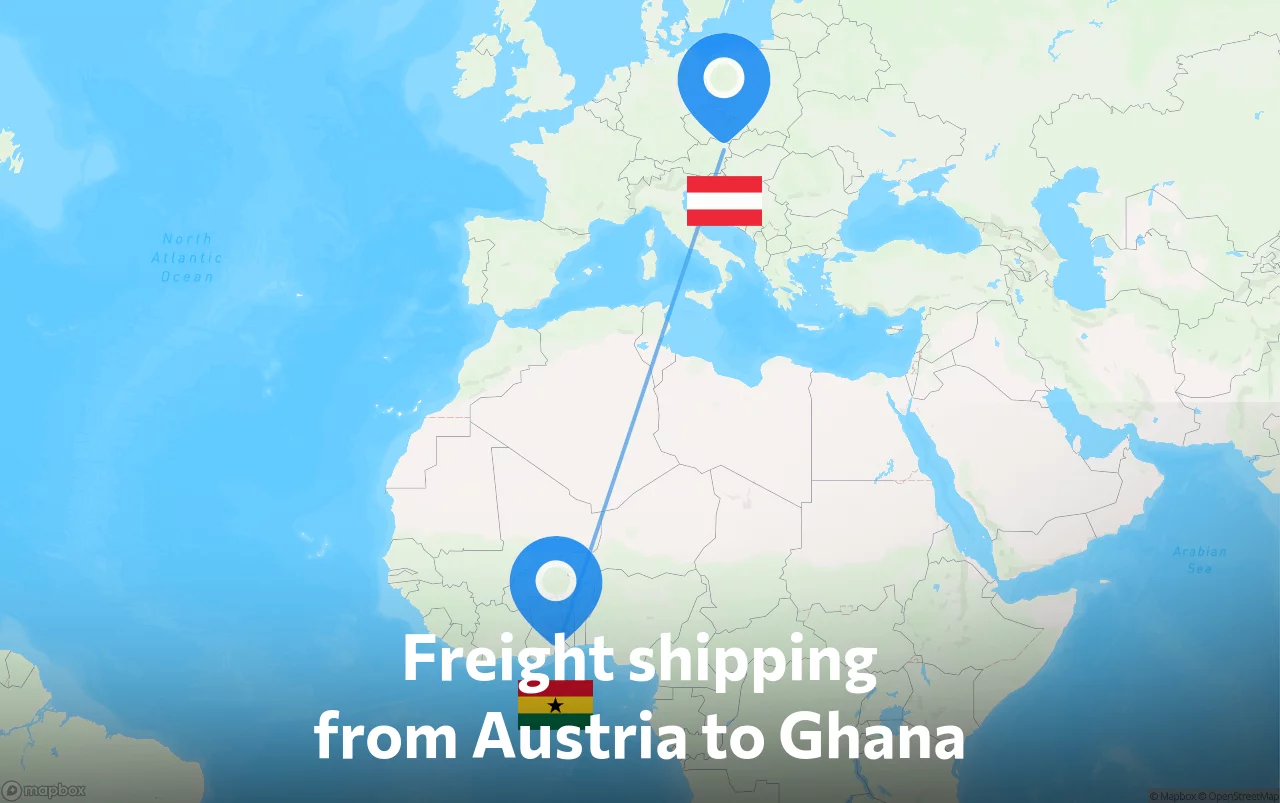 Shipping route from Austria to Ghana