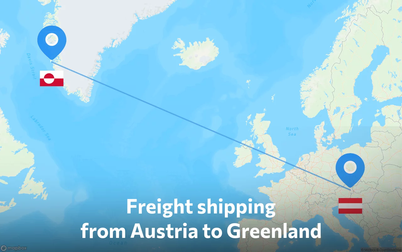 Shipping route from Austria to Greenland