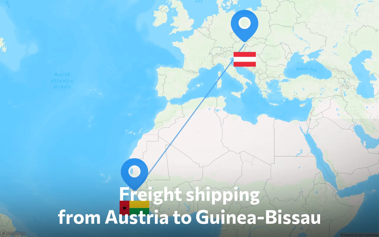 Shipping route from Austria to Guinea-Bissau