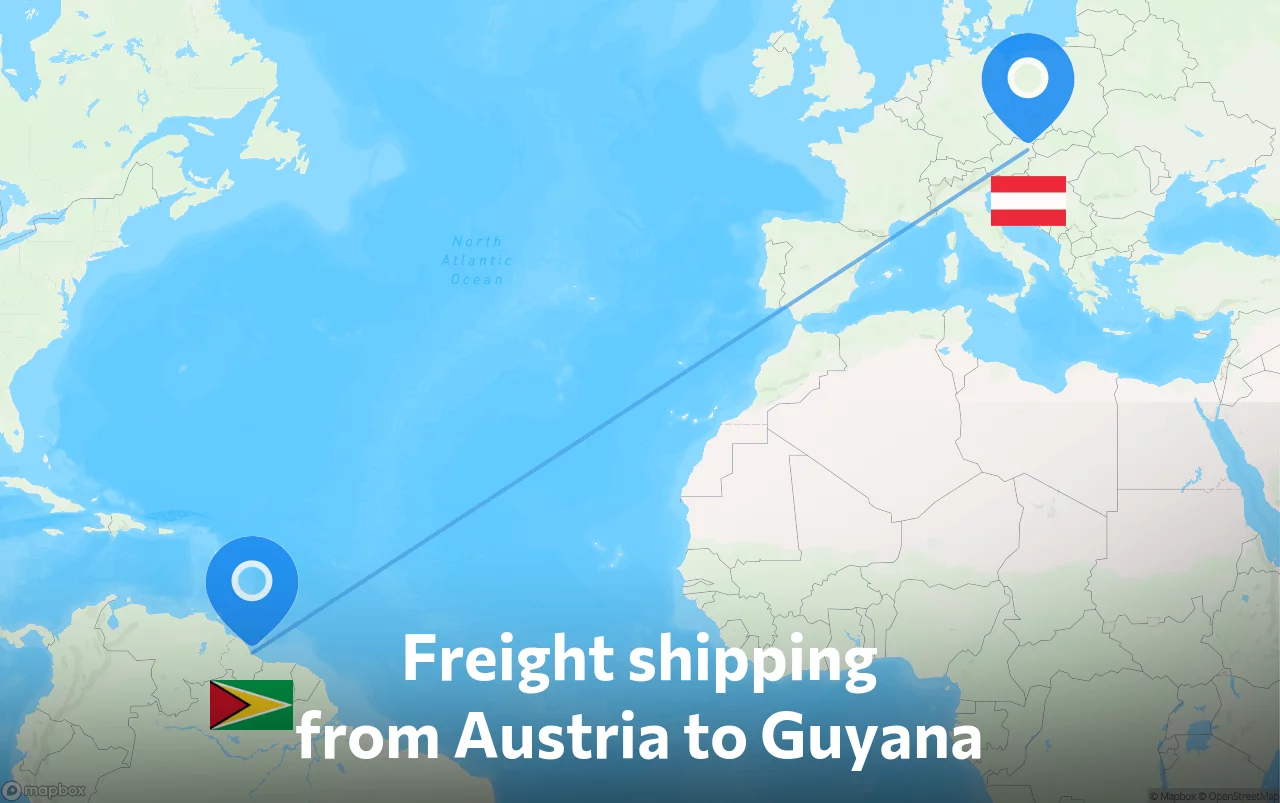 Shipping route from Austria to Guyana