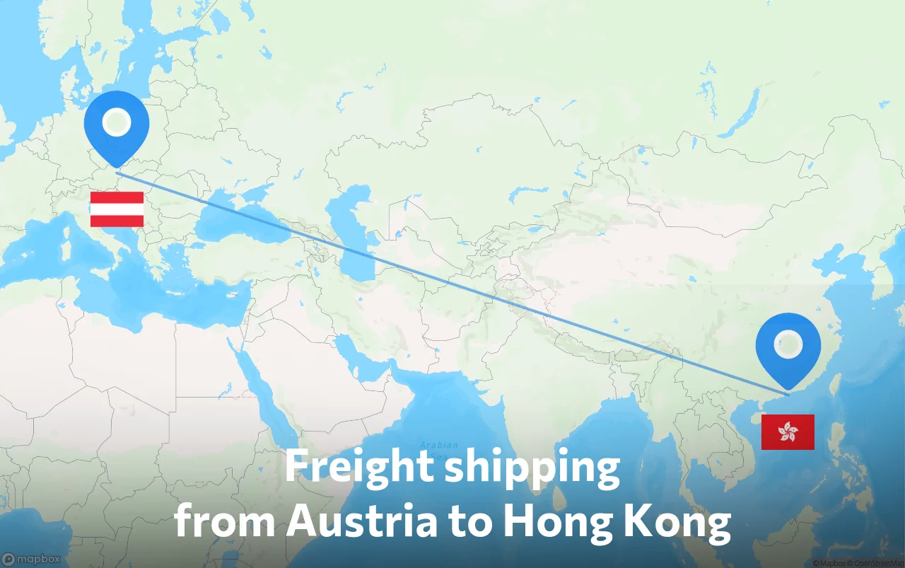 Shipping route from Austria to Hong Kong