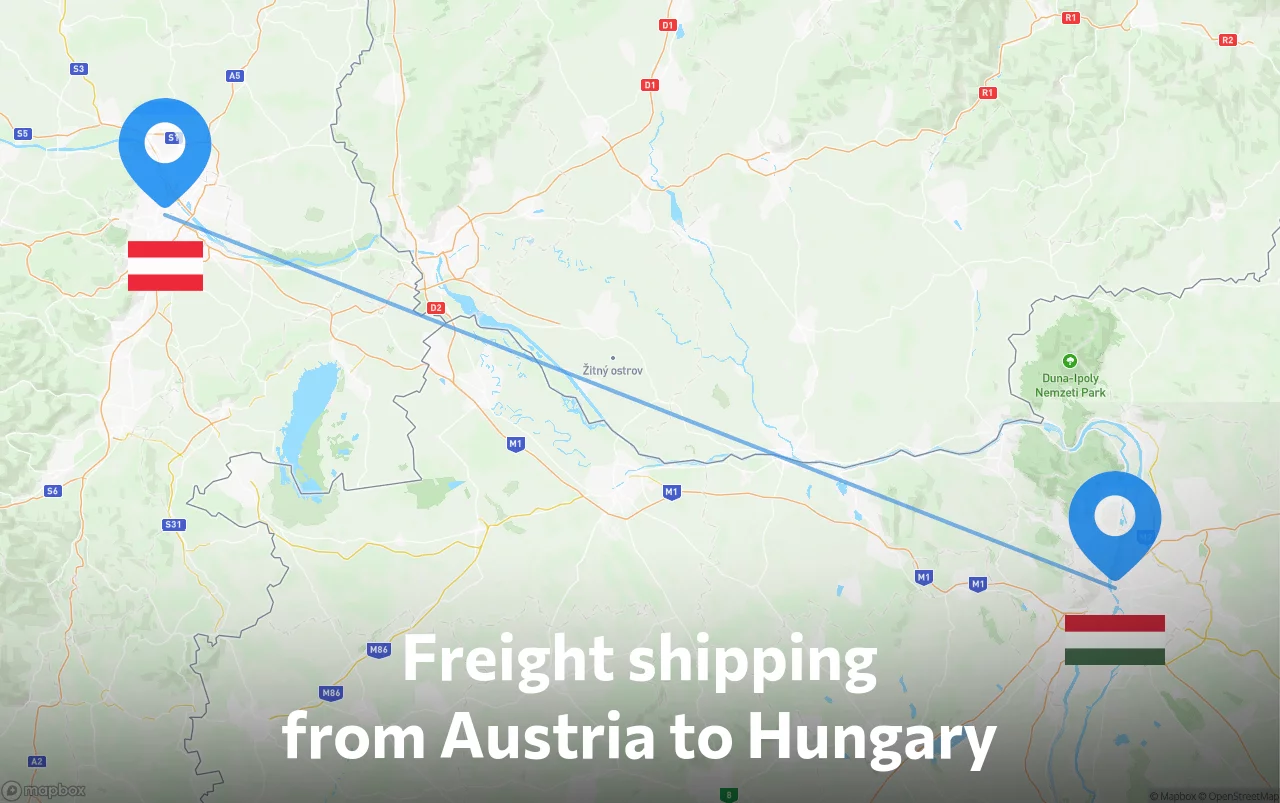 Shipping route from Austria to Hungary