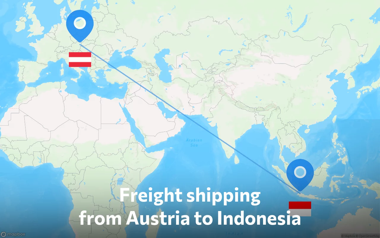 Shipping route from Austria to Indonesia