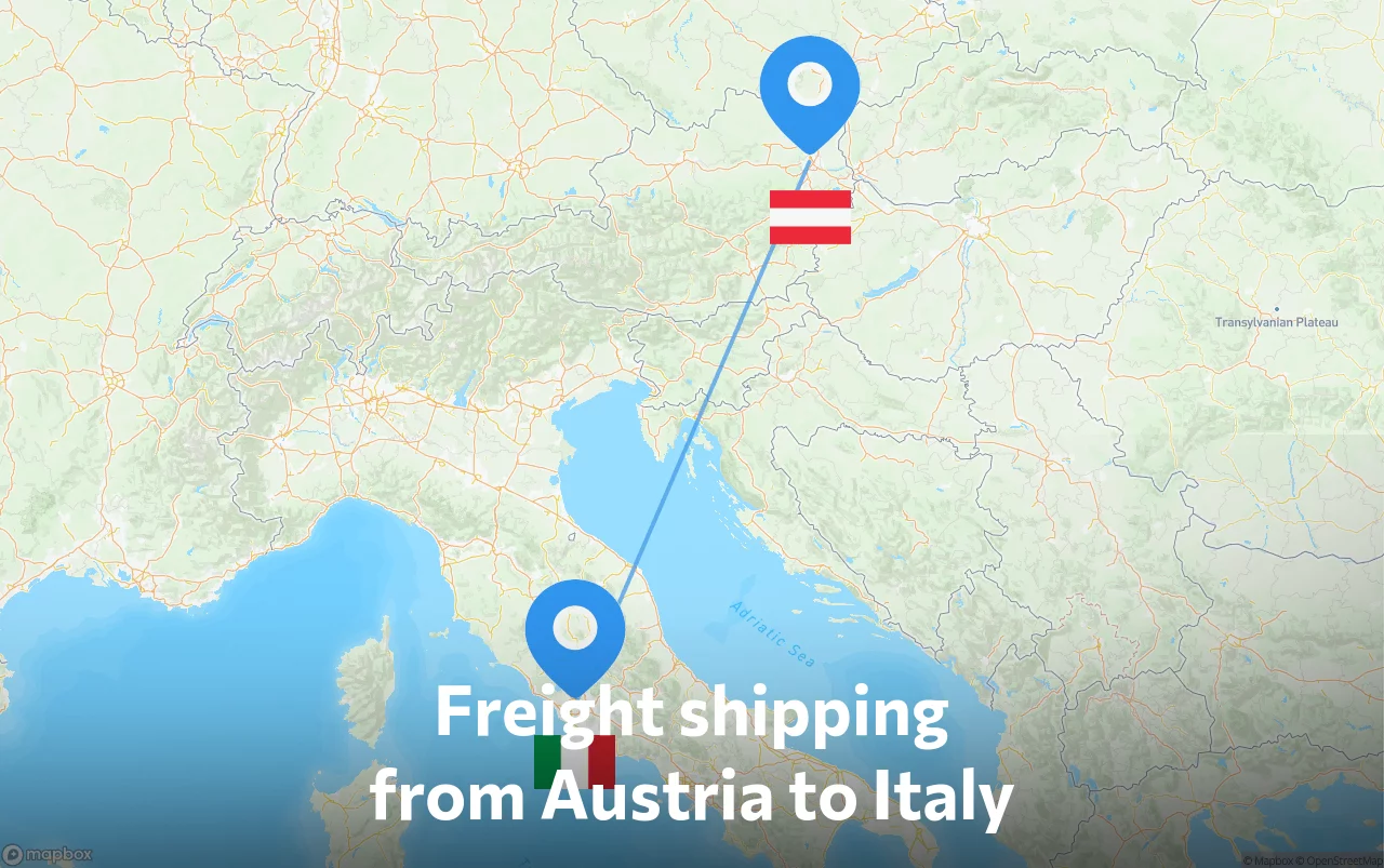 Shipping route from Austria to Italy