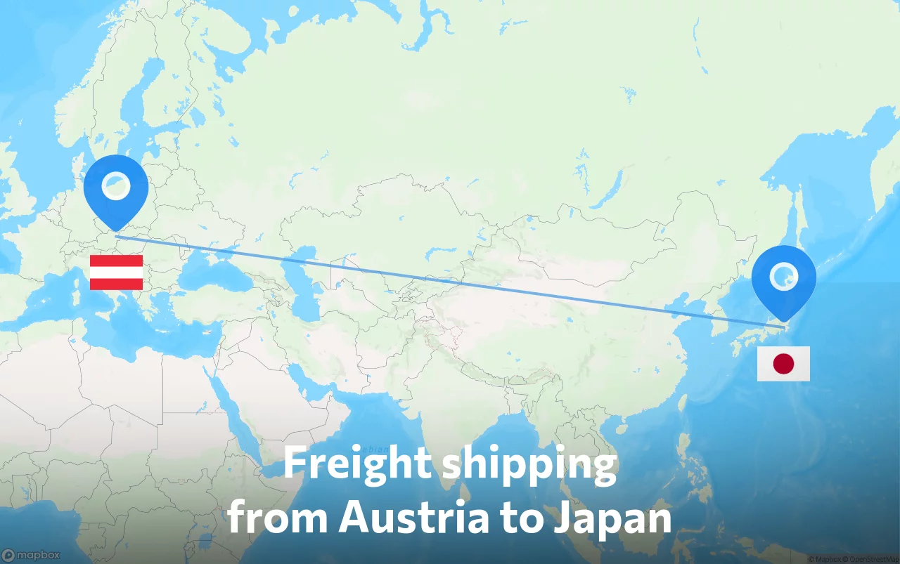 Shipping route from Austria to Japan