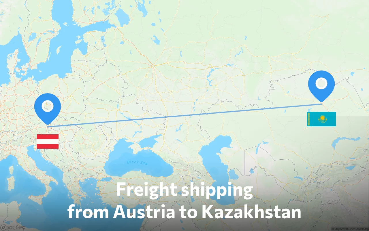 Shipping route from Austria to Kazakhstan