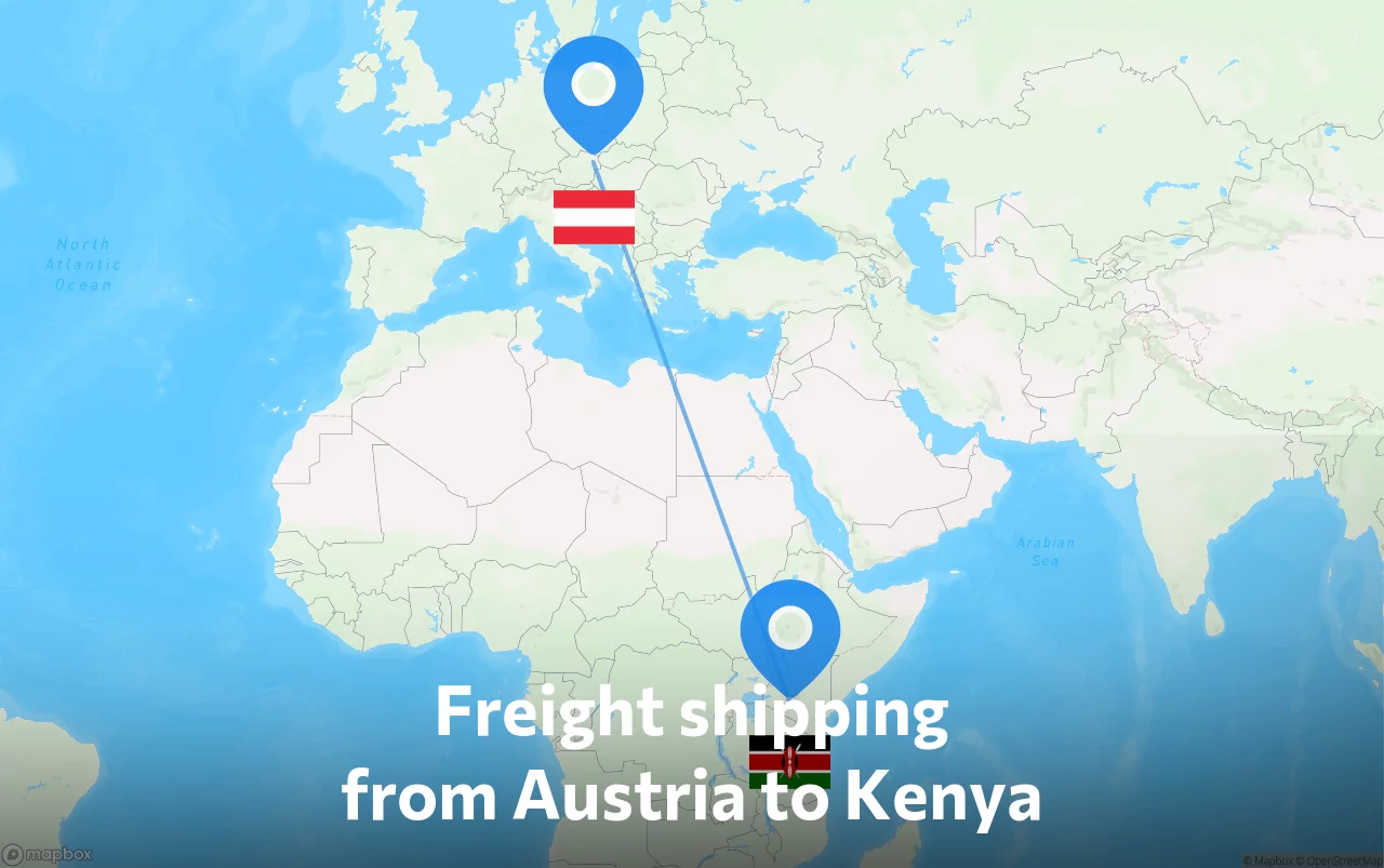 Shipping route from Austria to Kenya