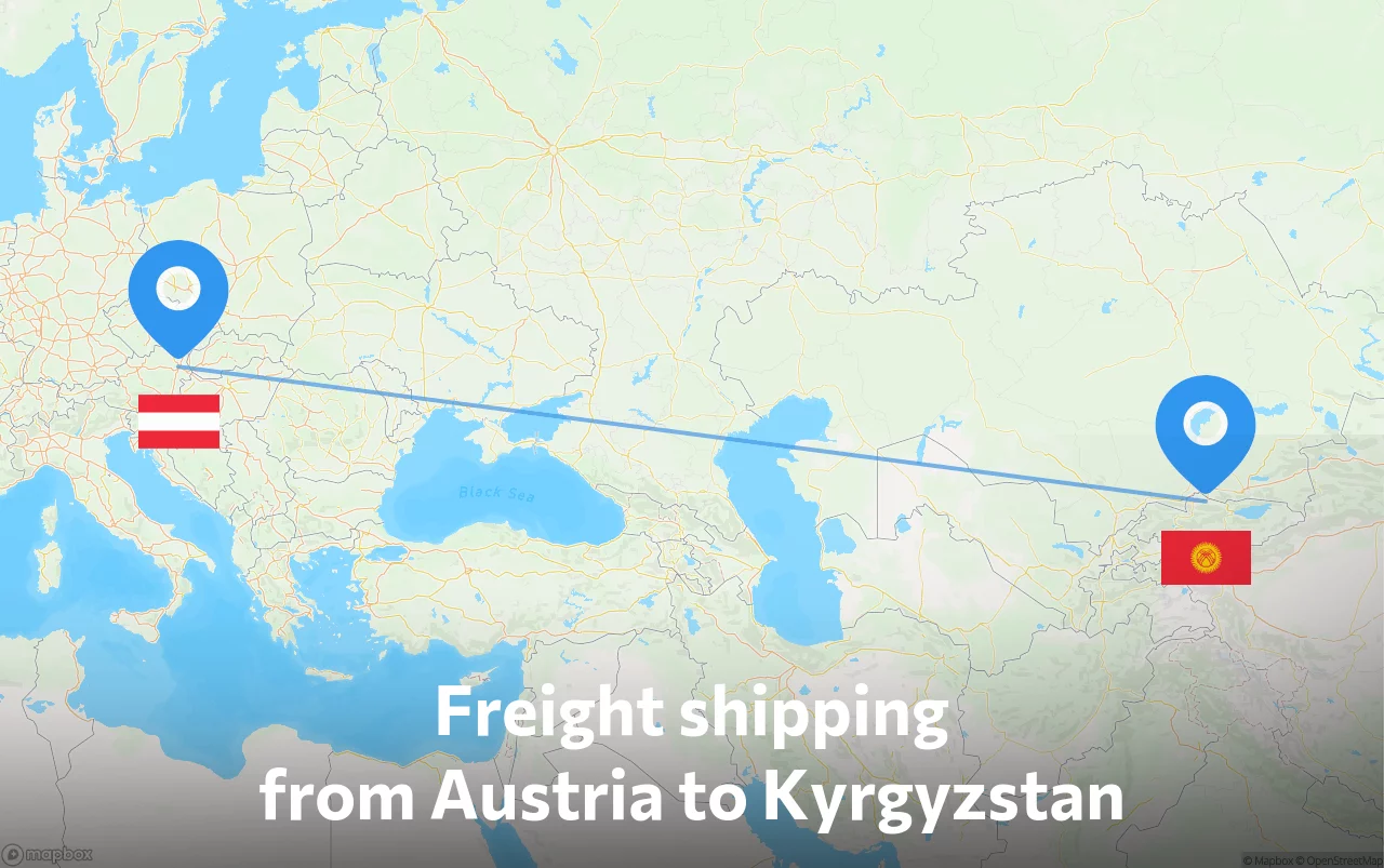 Shipping route from Austria to Kyrgyzstan