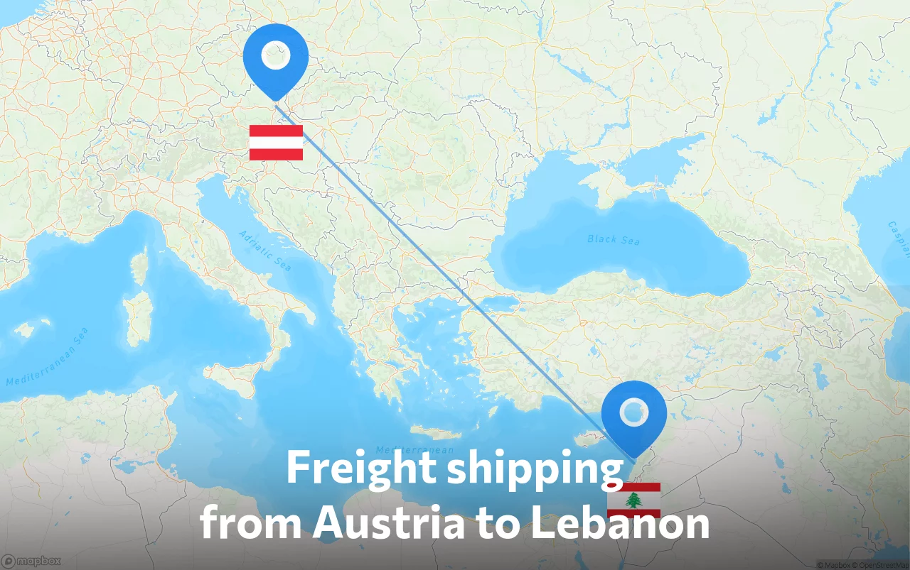 Shipping route from Austria to Lebanon
