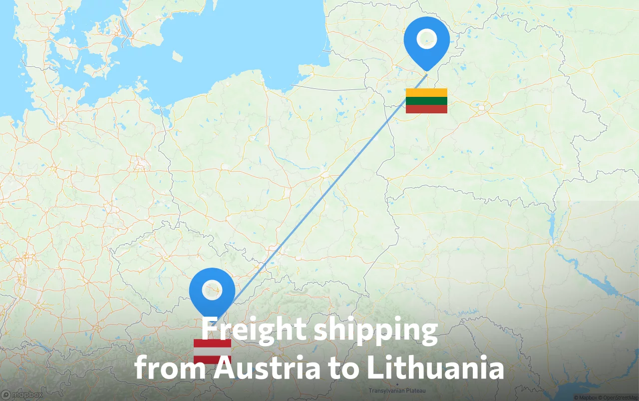 Shipping route from Austria to Lithuania