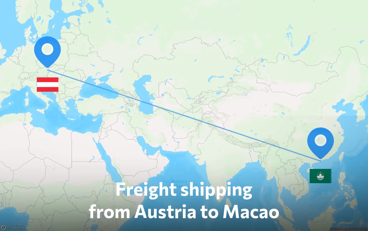 Shipping route from Austria to Macao