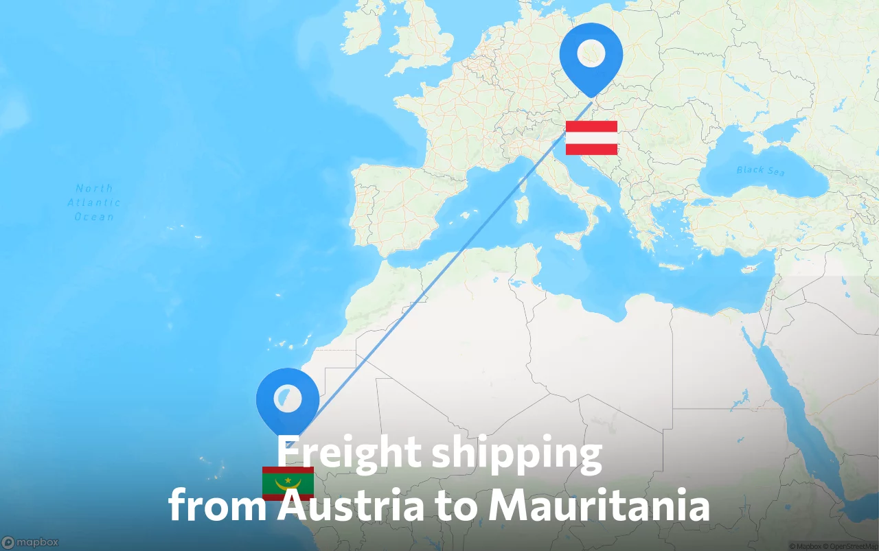 Shipping route from Austria to Mauritania