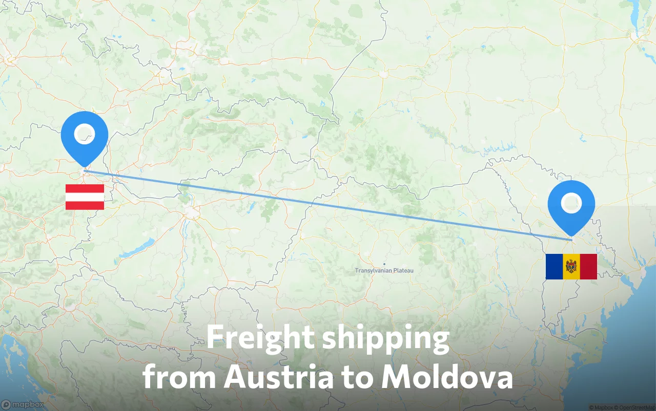 Shipping route from Austria to Moldova
