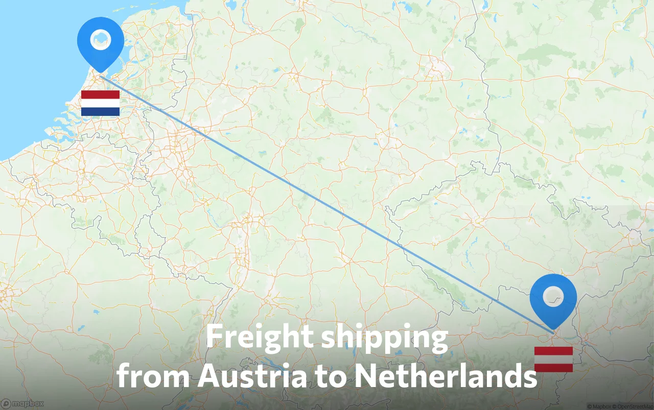 Shipping route from Austria to Netherlands