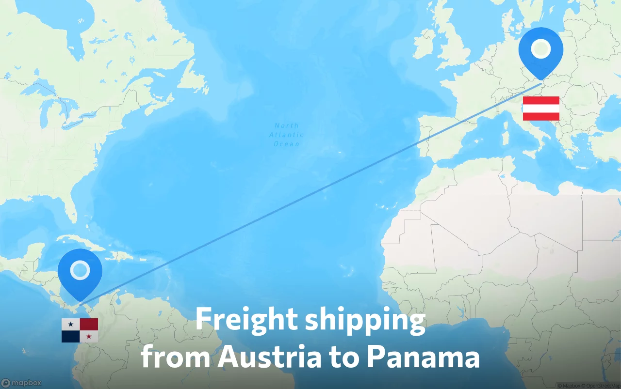 Shipping route from Austria to Panama