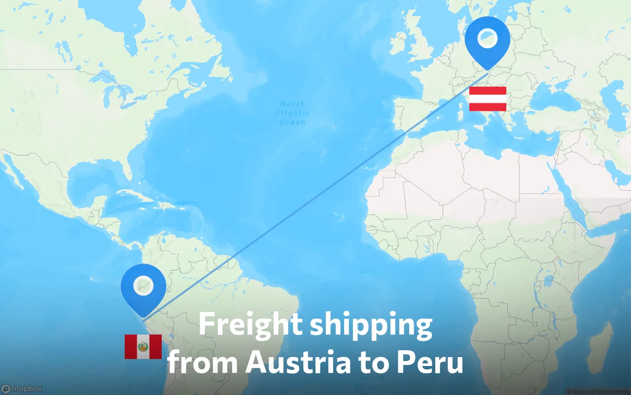 Shipping route from Austria to Peru