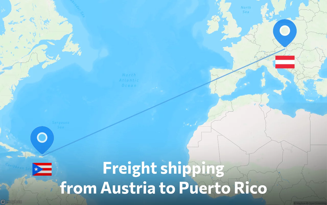 Shipping route from Austria to Puerto Rico