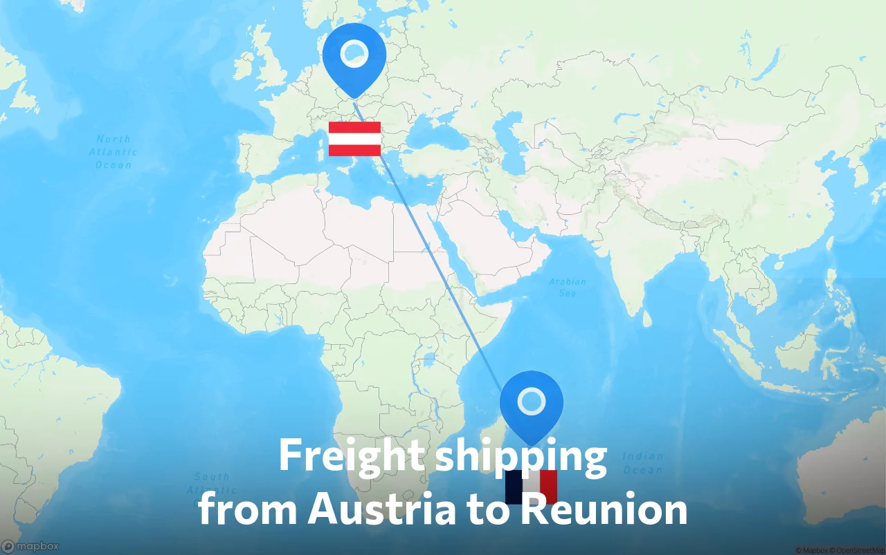 Shipping route from Austria to Reunion